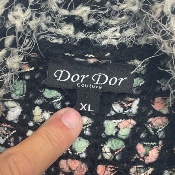 Dor Dor Couture Open Cardigan Shawl Collar Pockets Confetti Size XL - Picture 6 of 8